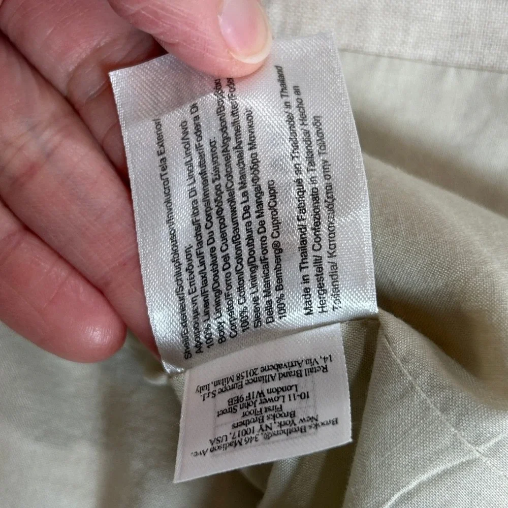 Brooks Brothers Milano Fit Linen Blazer‎ Beige Two Button Jacket Womens Size 4